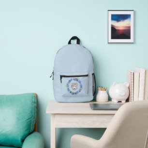 Niedlich Floral Blue Hydrangea Wolf Backpack Ltd. Bedruckter Rucksack