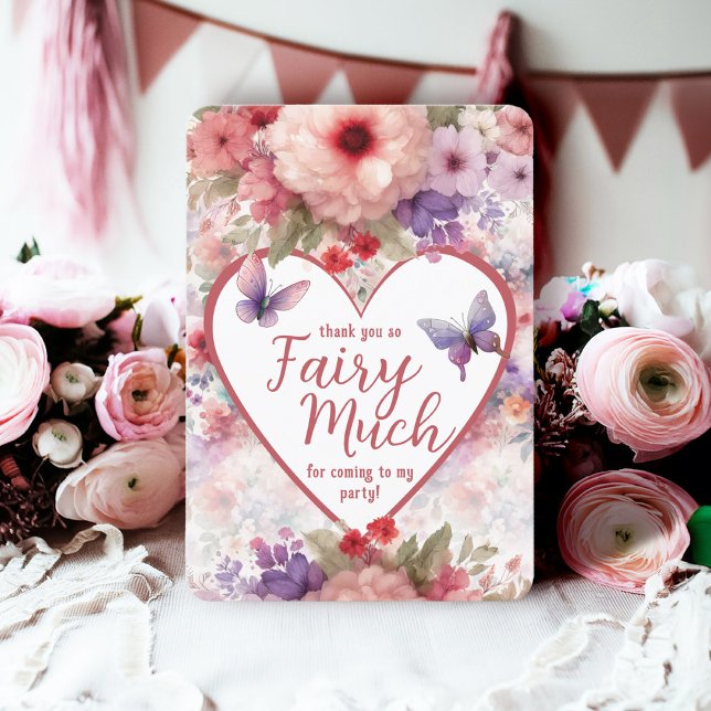 Niedlich Floral Butterfly Garden Fairy Erster Gebu Dankeskarte (Fairycore Themed Floral Garden Birthday Thank You Cards)