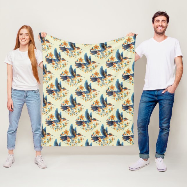 Niedlich Floral Hummingbird Fleecedecke (Beispiel)