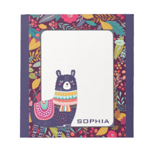 Niedlich Floral Llama Notizblock