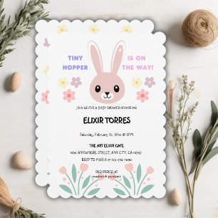 Niedlich Floral Tiny Hopper Bunny Baby Dusche Einladung