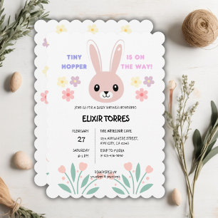 Niedlich Floral Tiny Hopper Bunny Baby Dusche Einladung