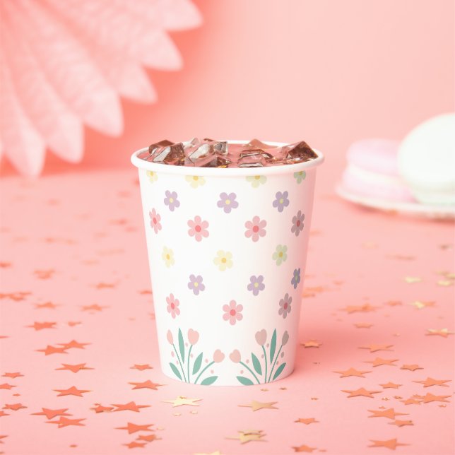 Niedlich Floral Tiny Hopper Bunny Baby Dusche Pappbecher (Insitu)
