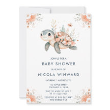 Niedlich Floral Turtle Baby Dusche