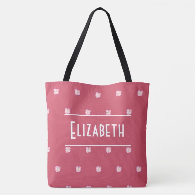 Niedlich Floral Wasserfarbname Typografie Girl Pin (Rückseite)