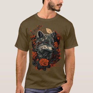 Niedlich Floral Wolf T-Shirt