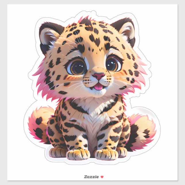 Niedlich Fluffy Baby Cheetah Aufkleber (Blatt)