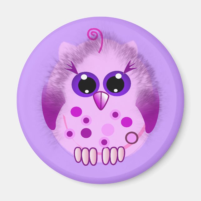 Niedlich Fluffy Baby Owl Magnet (Vorne)