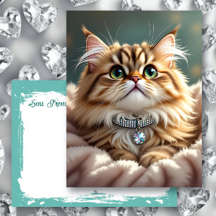 Niedlich Fluffy Cat   Behalt in Touch Postkarte