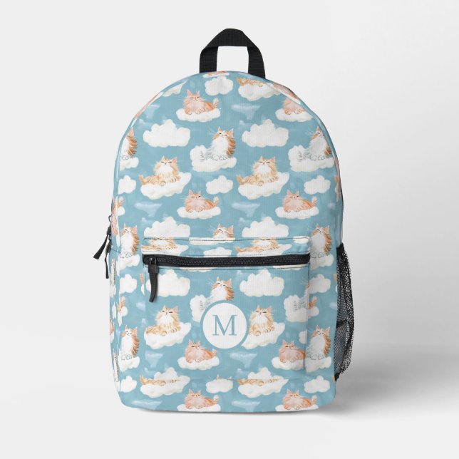 Niedlich Fluffy Cats Blue Bedruckter Rucksack (Vorderseite)