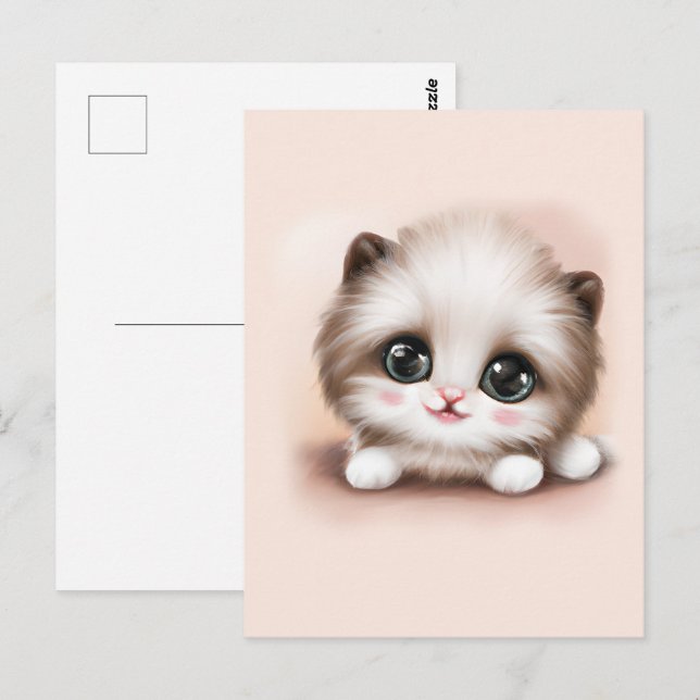 Niedlich Fluffy Furr Ball Kitten Postkarte (Vorne/Hinten)