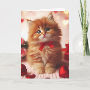 Niedlich Fluffy Ginger Valentine Kitten Karte