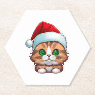 Niedlich Fluffy Munchkin Christmas Cat Classic T - Untersetzer