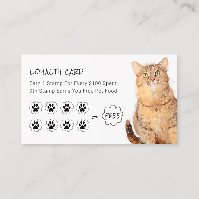 Niedlich Fluffy Orange Cat Pet Shop Treue Cards - Visitenkarte (Rückseite)