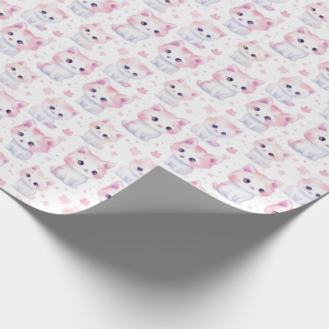 Niedlich Fluffy Pink Kittens Geschenkpapier (Ecke)