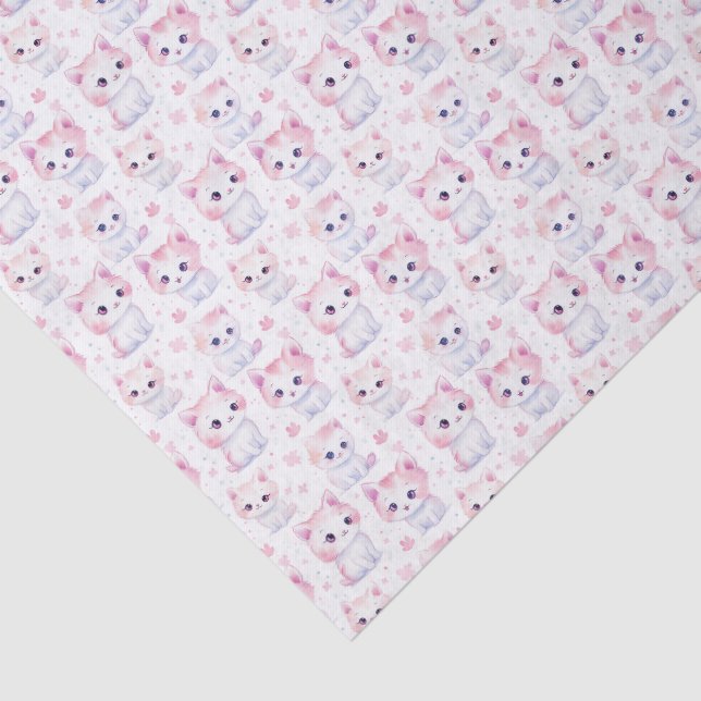 Niedlich Fluffy Pink Kittens Seidenpapier (Ausschnitt)