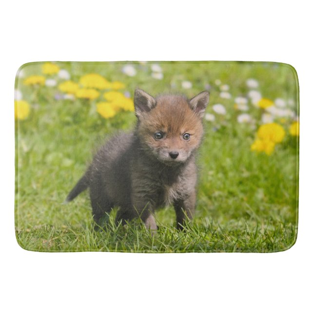 Niedlich Fluffy Red Fox Cub Wild Baby Animal - gro Badematte (Vorderseite)