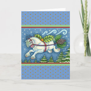 NIEDLICH FLYING CHRISTMAS PONY PULLING PINECONE SC KARTE