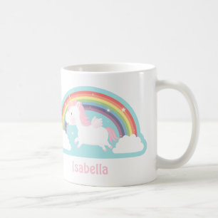 Niedlich Flying Unicorn und Rainbow Girls Tasse