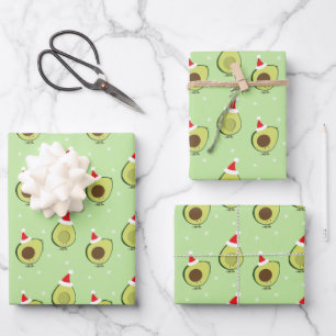 Niedlich Food Weihnachtsmannmütze Avocado Weihnach Geschenkpapier Set