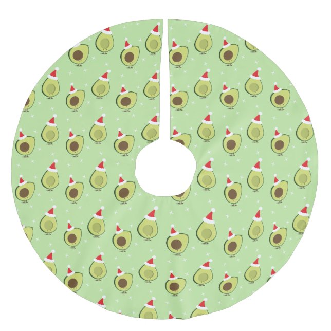 Niedlich Food Weihnachtsmannmütze Avocado Weihnach Polyester Weihnachtsbaumdecke (Vorderseite)
