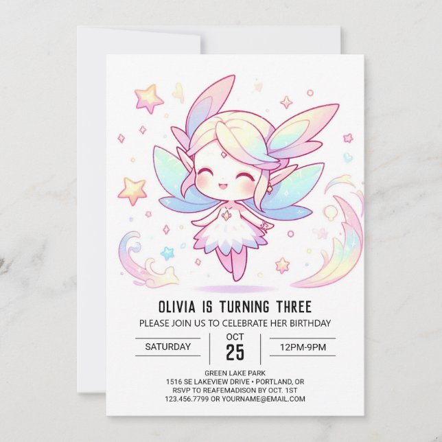 Niedlich Forest Fairy Birthday Einladung (Vorderseite)