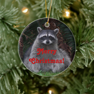 Niedlich Forest Raccoon Weihnachten Keramik Ornament