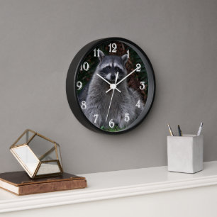 Niedlich Forest Raccoon Wildlife Foto Wanduhr