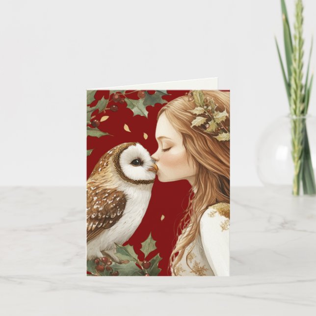 Niedlich Forestcore Holiday Fairy Karte (Vorderseite)