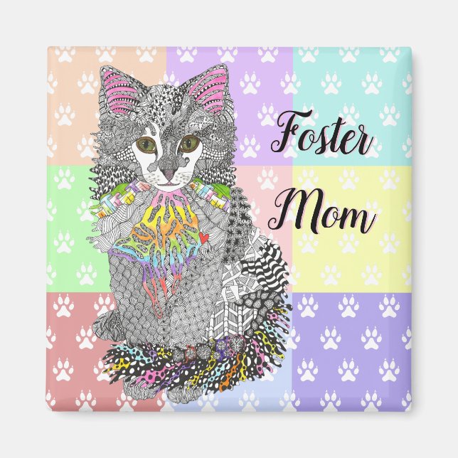 Niedlich Foster Mama Cat Magnet (Vorne)