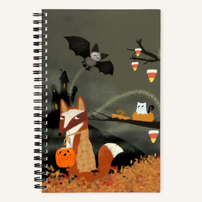 Niedlich Fox and Bat Sketch Journal Notizbuch (Vorderseite)