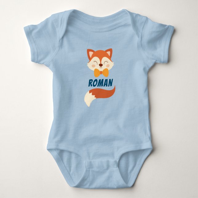 Niedlich Fox Baby Boy, der den blauen T - Shirt de (Vorderseite)