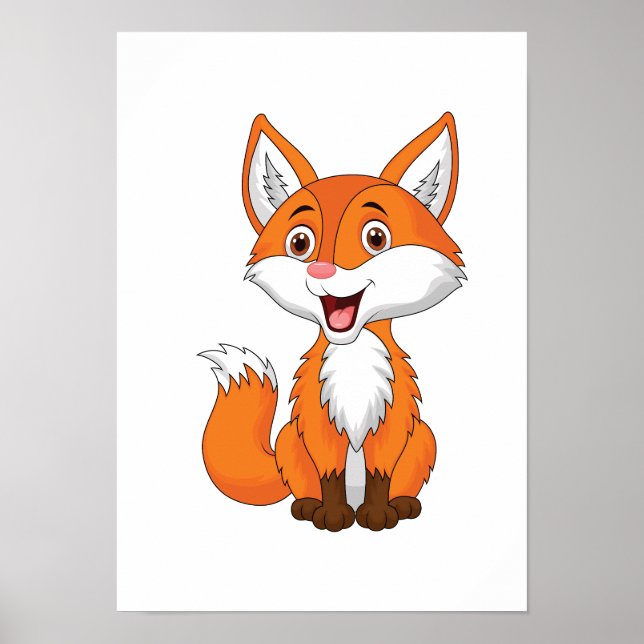 Niedlich Fox Cartoon Digital Printable Poster & St (Vorne)