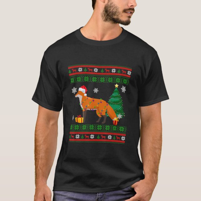 Niedlich Fox Christmas Sweater Dekoration Weihnach T-Shirt (Vorderseite)
