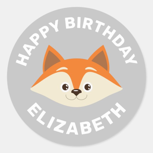 Niedlich Fox Classic Round Aufkleber (Vorderseite)