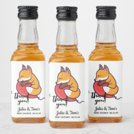 Niedlich Fox Danke, Baby Dusche Mini Alkoholflaschenetikett
