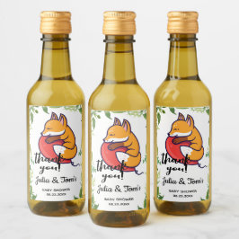 Niedlich Fox Danke, Baby Dusche Mini Weinetikett