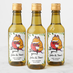Niedlich Fox Danke, Baby Dusche Mini Weinetikett