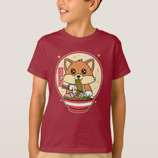 Niedlich Fox Eating Ramen Kawaii Japanisches Leben T-Shirt