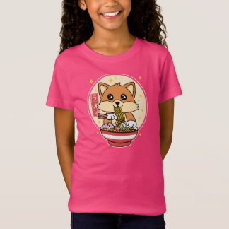 Niedlich Fox Eating Ramen Kawaii Japanisches Leben T-Shirt