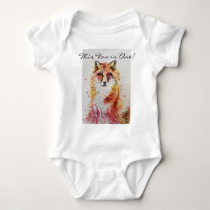 Niedlich Fox Erstgeburtstag Orangenfüchse Aquarell Baby Strampler