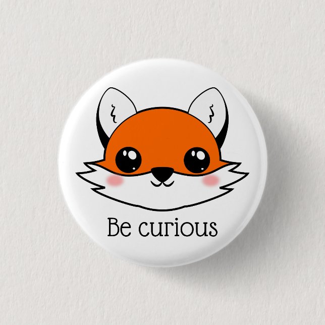 Niedlich Fox Face ist neugierig Button (Vorderseite)
