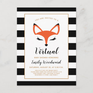 Niedlich Fox Face Virtual Baby Dusche Einladung Postkarte