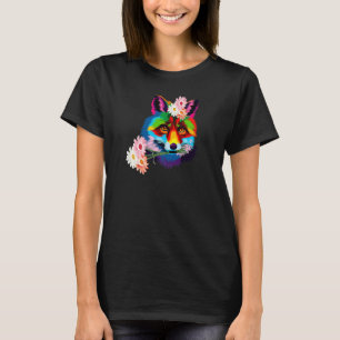 Niedlich Fox farbige Fox-Blume Blume T-Shirt