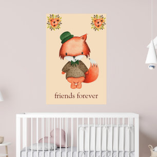 Niedlich Fox Friends Forever Boys Room Baby Kinder Poster