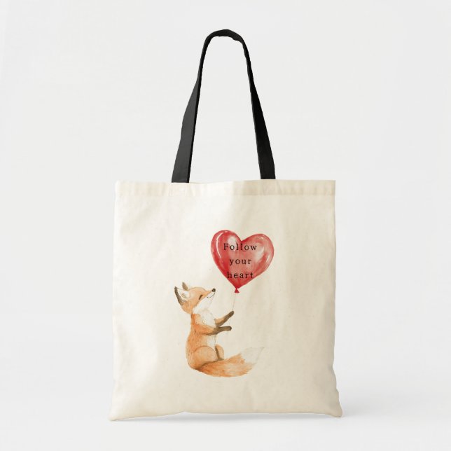 Niedlich Fox Heart Balloon Tragetasche (Vorne)
