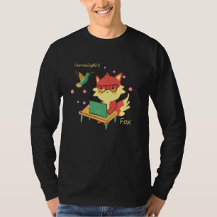 Niedlich Fox & Hummingbird Sakura Blossom Blume St T-Shirt