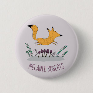 Niedlich Fox Illustration Kids Name Button