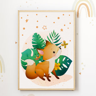 Niedlich Fox Kids Room Poster Stars Kinderzimmer d
