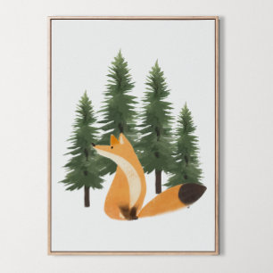 Niedlich Fox Kinderzimmer Holz Landhaus Landschaft Poster